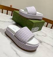 Fortok Gucci GG Platform Slide Sandal Purple Canvas Jacquard - 5