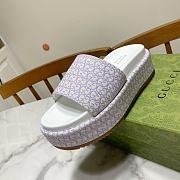 Fortok Gucci GG Platform Slide Sandal Purple Canvas Jacquard - 3