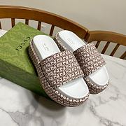 Fortok Gucci GG Platform Slide Sandal Brown Canvas Jacquard - 1