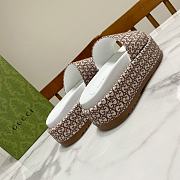 Fortok Gucci GG Platform Slide Sandal Brown Canvas Jacquard - 6