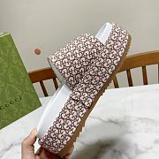 Fortok Gucci GG Platform Slide Sandal Brown Canvas Jacquard - 5