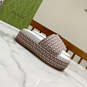 Fortok Gucci GG Platform Slide Sandal Brown Canvas Jacquard - 2