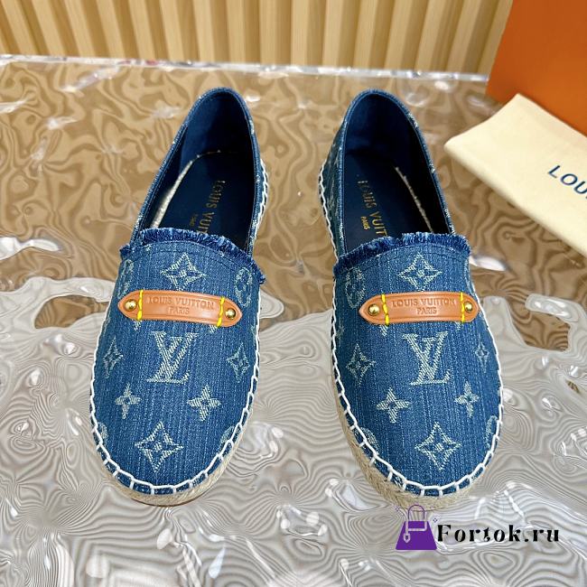 Fortok Louis Vuitton Helios Flat Espadrille Blue Denim - 1