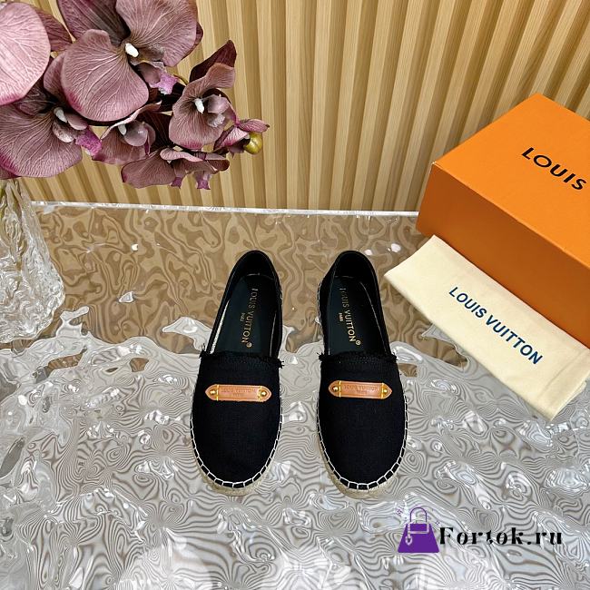 Fortok Louis Vuitton Helios Flat Espadrille Black Denim - 1