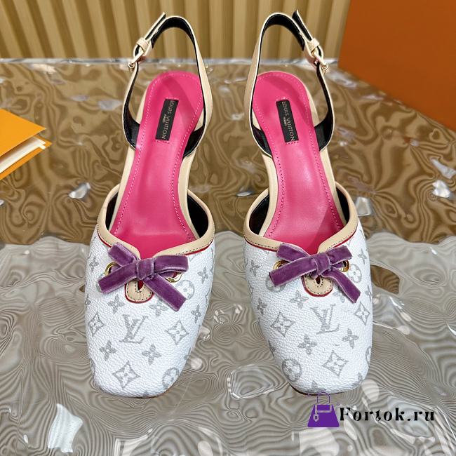 Fortok Louis Vuitton White Multicolored Monogram Canvas Mule Pumps - 1