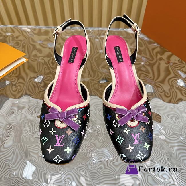 Fortok Louis Vuitton Black Multicolored Monogram Canvas Mule Pumps - 1