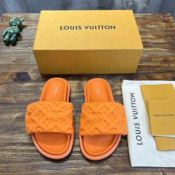 Fortok Louis Vuitton Pool Pillow Flat Comfort Mule Sandals Orange