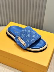 Fortok Louis Vuitton Pool Pillow Flat Comfort Mules Dark Blue - 6