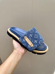 Fortok Louis Vuitton Pool Pillow Flat Comfort Mules Dark Blue - 2