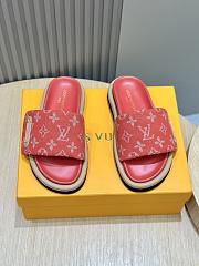 Fortok Louis Vuitton Pool Pillow Flat Comfort Mules Red - 1