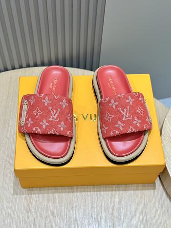 Fortok Louis Vuitton Pool Pillow Flat Comfort Mules Red