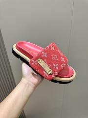 Fortok Louis Vuitton Pool Pillow Flat Comfort Mules Red - 6