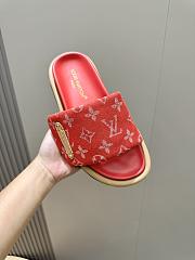 Fortok Louis Vuitton Pool Pillow Flat Comfort Mules Red - 5