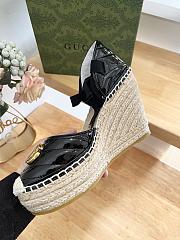 Fortok Gucci Leather Platform Espadrille Black Matelassé Leather - 3