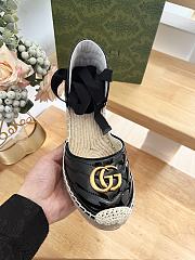 Fortok Gucci Leather Platform Espadrille Black Matelassé Leather - 4