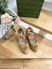 Fortok Gucci Leather Platform Espadrille Orange Matelassé Leather - 1