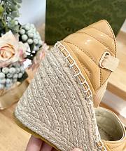 Fortok Gucci Leather Platform Espadrille Orange Matelassé Leather - 6