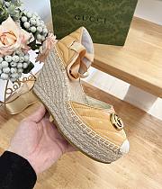 Fortok Gucci Leather Platform Espadrille Orange Matelassé Leather - 4