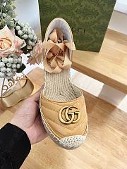 Fortok Gucci Leather Platform Espadrille Orange Matelassé Leather - 3