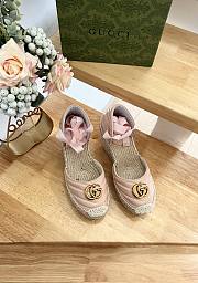 Fortok Gucci Leather Platform Espadrille Pink Matelassé Leather - 1