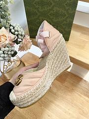 Fortok Gucci Leather Platform Espadrille Pink Matelassé Leather - 6