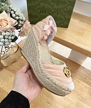 Fortok Gucci Leather Platform Espadrille Pink Matelassé Leather - 4