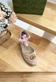 Fortok Gucci Leather Platform Espadrille Pink Matelassé Leather - 3