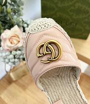 Fortok Gucci Leather Platform Espadrille Pink Matelassé Leather - 2
