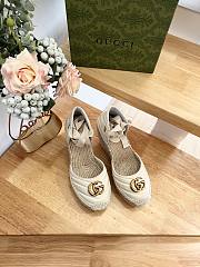 Fortok Gucci Leather Platform Espadrille White Matelassé Leather - 1