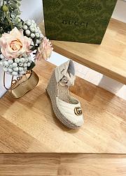 Fortok Gucci Leather Platform Espadrille White Matelassé Leather - 4