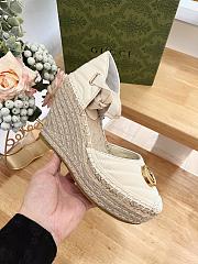 Fortok Gucci Leather Platform Espadrille White Matelassé Leather - 3