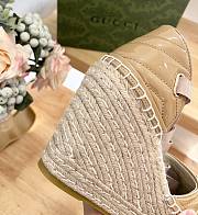 Fortok Gucci Leather Platform Espadrille Beige Matelassé Leather - 6