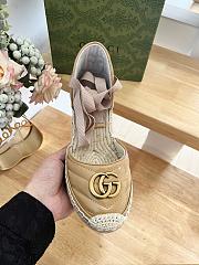 Fortok Gucci Leather Platform Espadrille Beige Matelassé Leather - 5