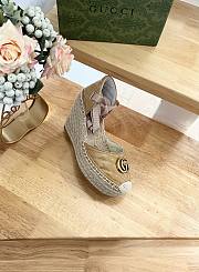 Fortok Gucci Leather Platform Espadrille Beige Matelassé Leather - 3