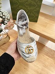 Fortok Gucci Leather Platform Espadrille Silver Matelassé Leather - 2