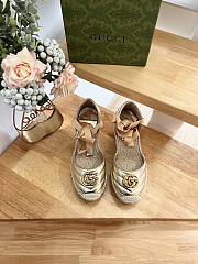 Fortok Gucci Leather Platform Espadrille Gold Matelassé Leather - 1