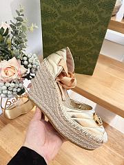 Fortok Gucci Leather Platform Espadrille Gold Matelassé Leather - 6