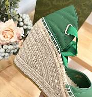 Fortok Gucci Leather Platform Espadrille Green Matelassé Leather - 4