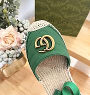 Fortok Gucci Leather Platform Espadrille Green Matelassé Leather - 2