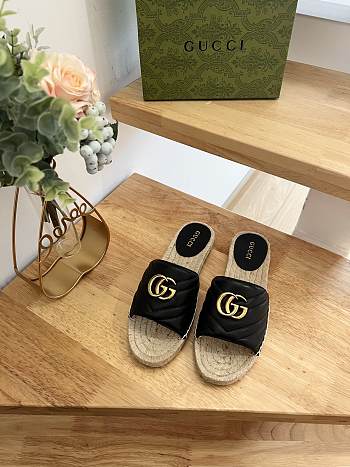 Fortok Gucci Pilar Espadrille Sandals in Black