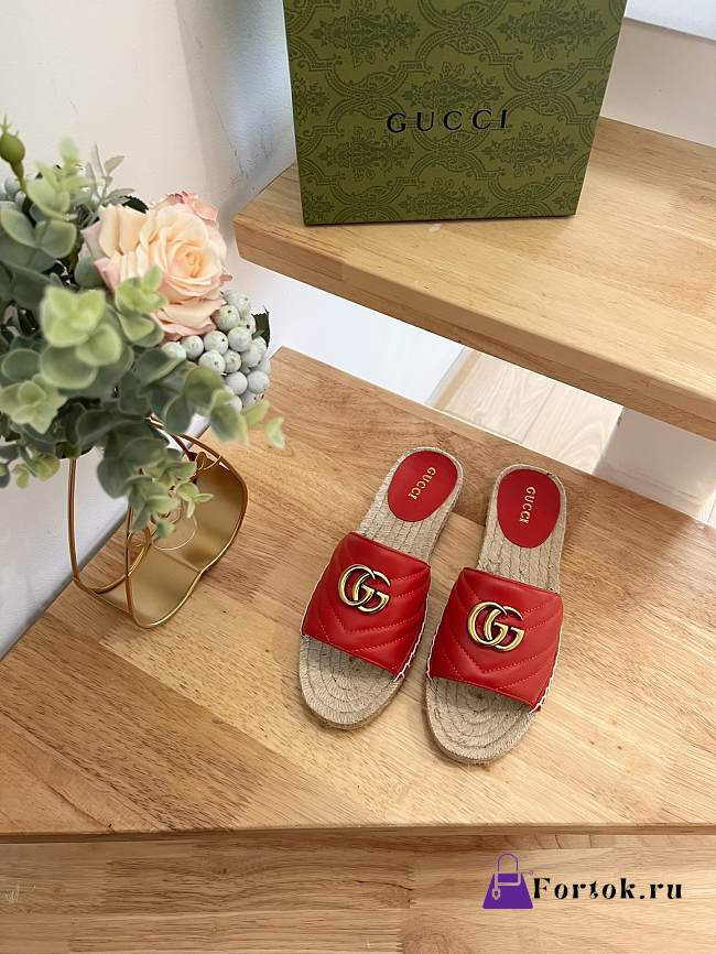 Fortok Gucci Pilar Espadrille Sandals in Red - 1