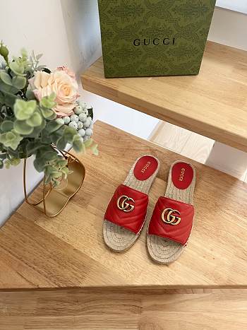 Fortok Gucci Pilar Espadrille Sandals in Red