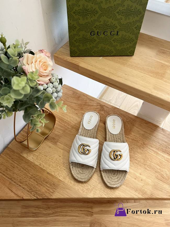 Fortok Gucci Pilar Espadrille Sandals in White - 1