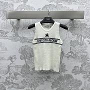 Fortok Dior Ecru Cashmere and Wool Knit Sleeveless Vest White/Black - 1