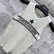 Fortok Dior Ecru Cashmere and Wool Knit Sleeveless Vest White/Black - 6
