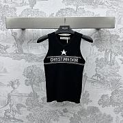 Fortok Dior Ecru Cashmere and Wool Knit Sleeveless Vest White/Black - 4