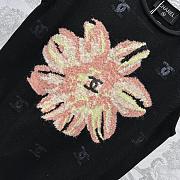 Fortok Chanel Crew Neck Flower Patterns Blended Fabrics Plain Glitter Logo White/Black - 6