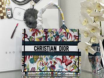 Fortok Dior Book Tote Toile de Jouy Fantastica Embroidery White Multicolored 36cm