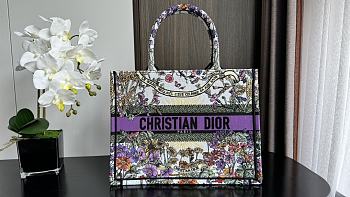 Fortok Dior Book Tote 4 Seasons Summer Sun Embroidery Ecru Multicolored 36x27.5x16.5cm