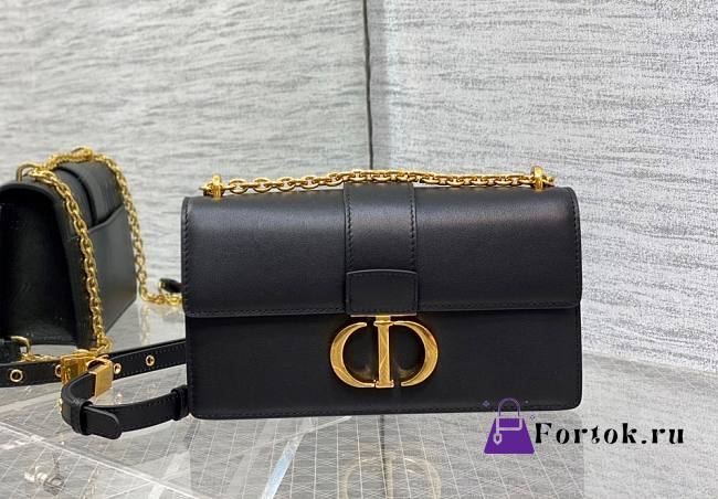 Fortok Dior 30 Montaigne East-West Bag with Chain Black Calfskin 21x6x12cm - 1